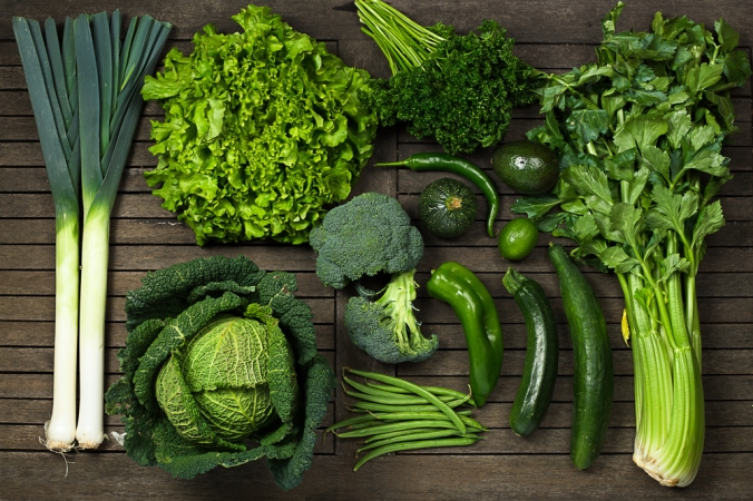A selection of green leafy vegetables